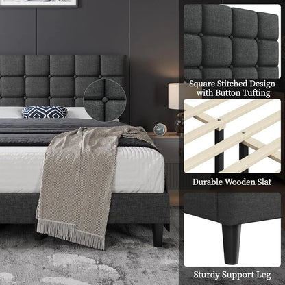 Upholstered Bed Frame, Queen Bed Platform