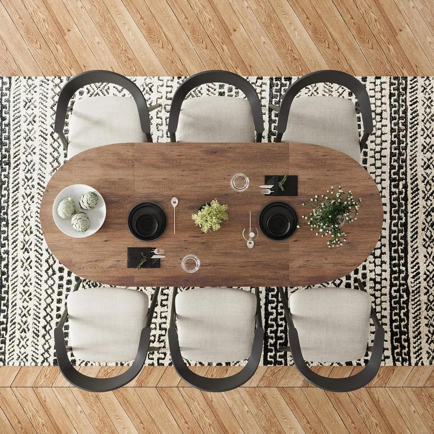 70.86in Rustic Oval Dining Table 6-8 Person