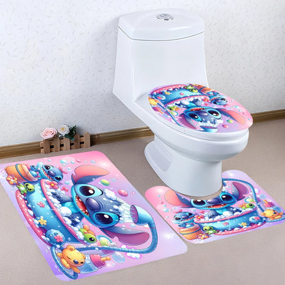 Stitch Bathroom Four-piece Set - Waterproof Shower Curtain