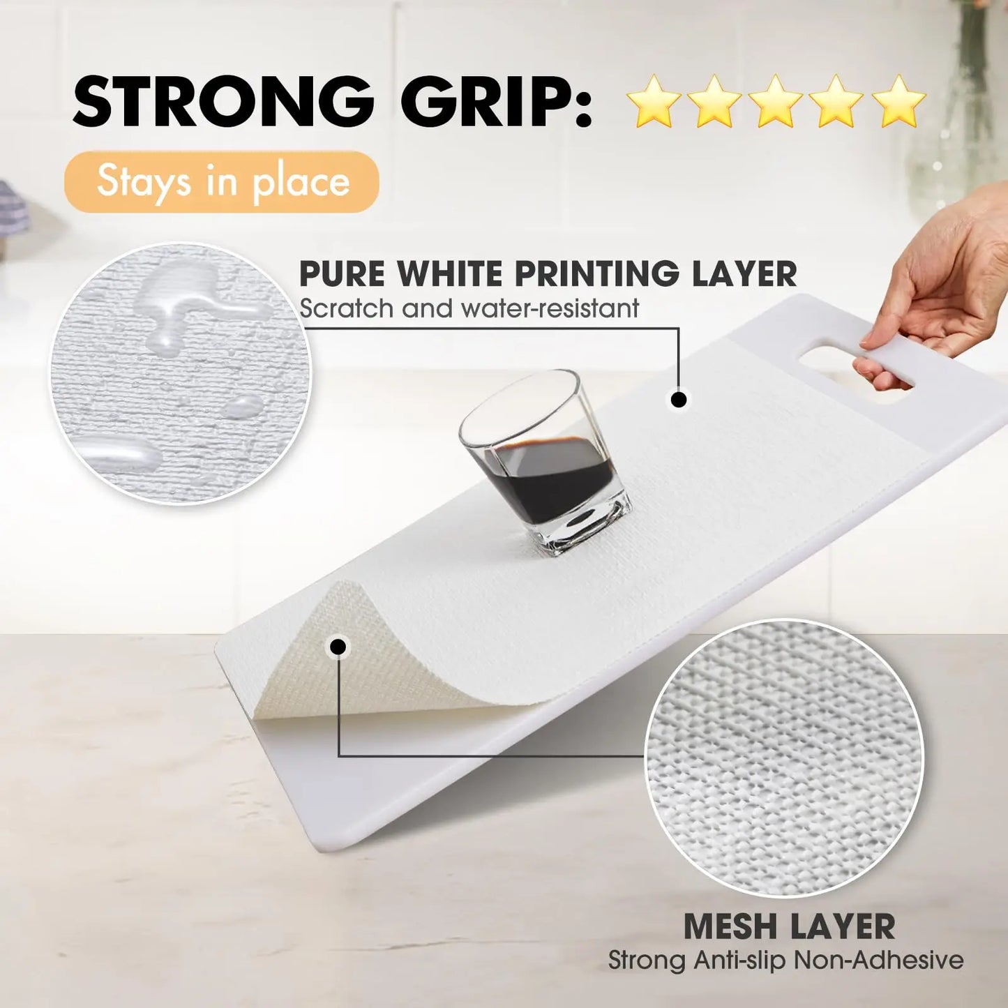 Kitchen Shelf Liner Non-Adhesive Non-Slip Waterproof, Desks