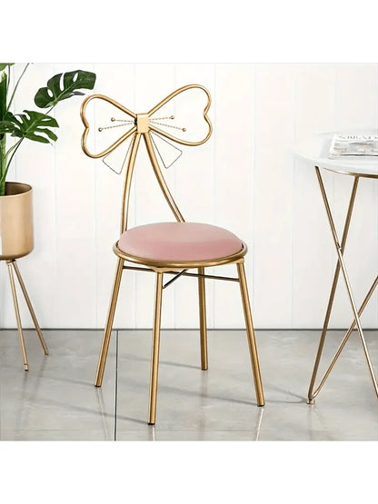Makeup Vanity Girl Chair Stool with Bow Knot