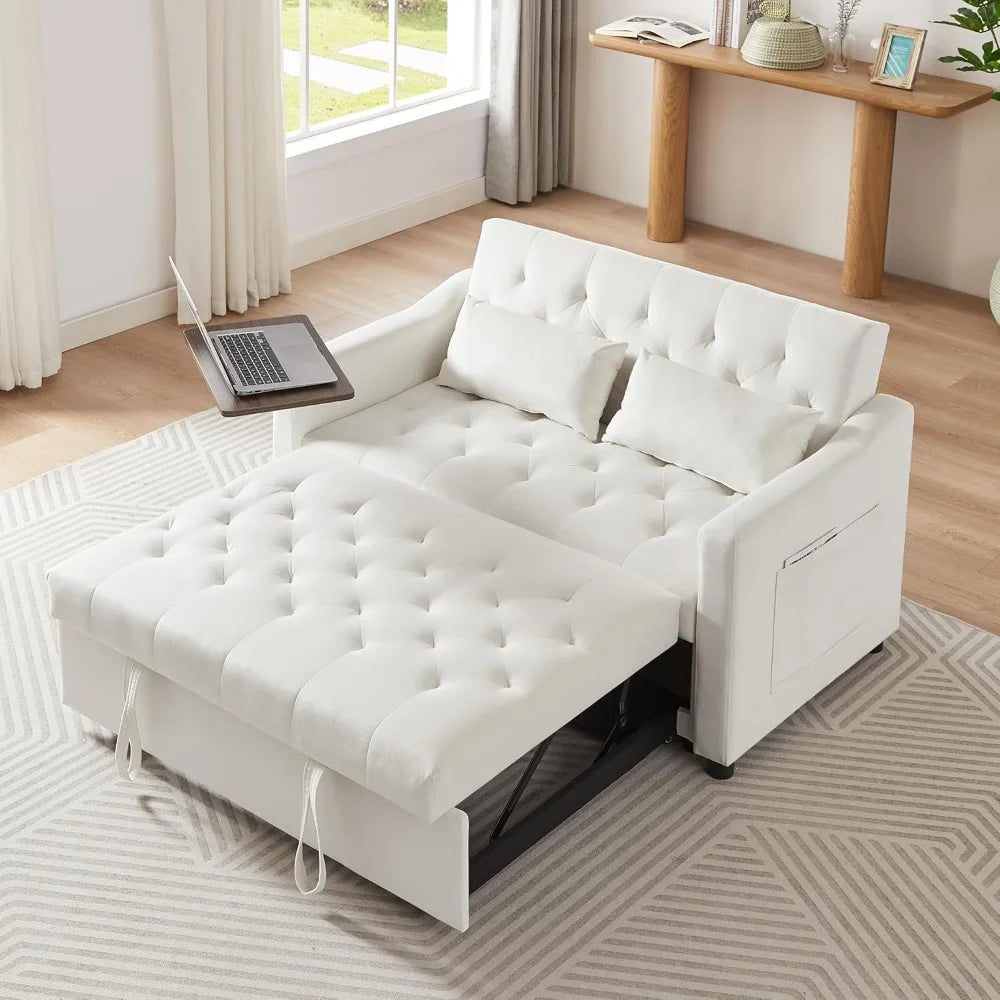 53.15" Convertible Sleeper Sofa Bed with Swivel Table