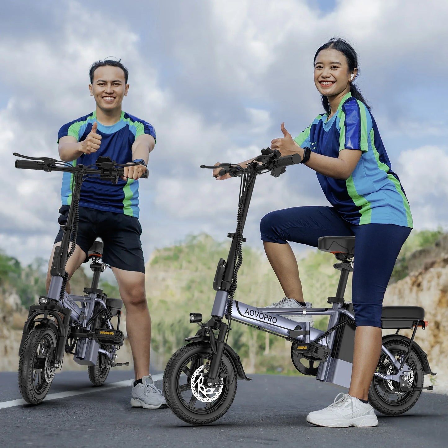14'' Foldable Electric Bike 500W 48V 10.4AH Battery 22MPH 28Miles Long Range with Two Seats for Adult