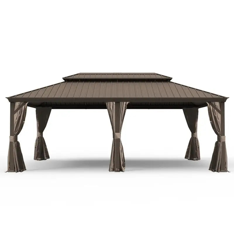 14x24 Hardtop Gazebo, Upgraded Metal Canopy with Drainage
