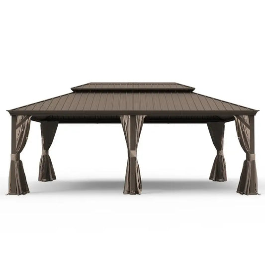 14x24 Hardtop Gazebo, Upgraded Metal Canopy with Drainage