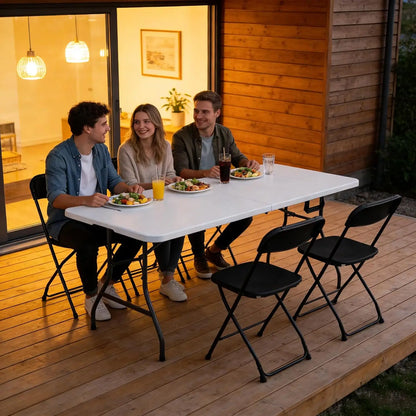 6ft Heavy Duty Folding Table - Portable Plastic Utility Table for Outdoor Indoor Events Camping Picnic