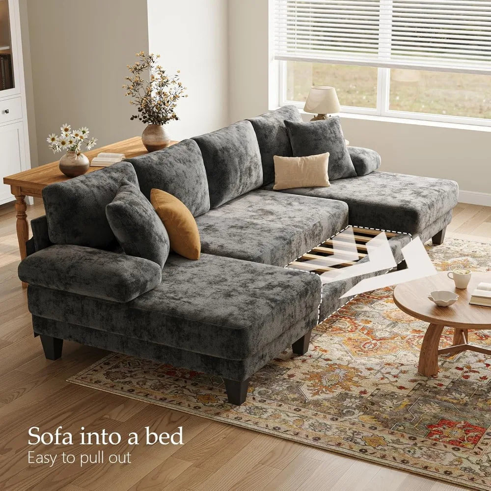 U-Shaped Sleeper Sofa with Pull Out Couch Bed