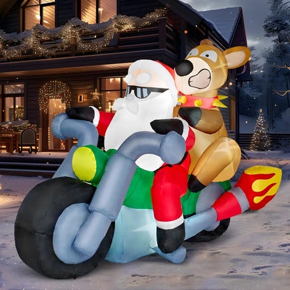 7 FT Christmas Decorations Santa Riding Motorcycle