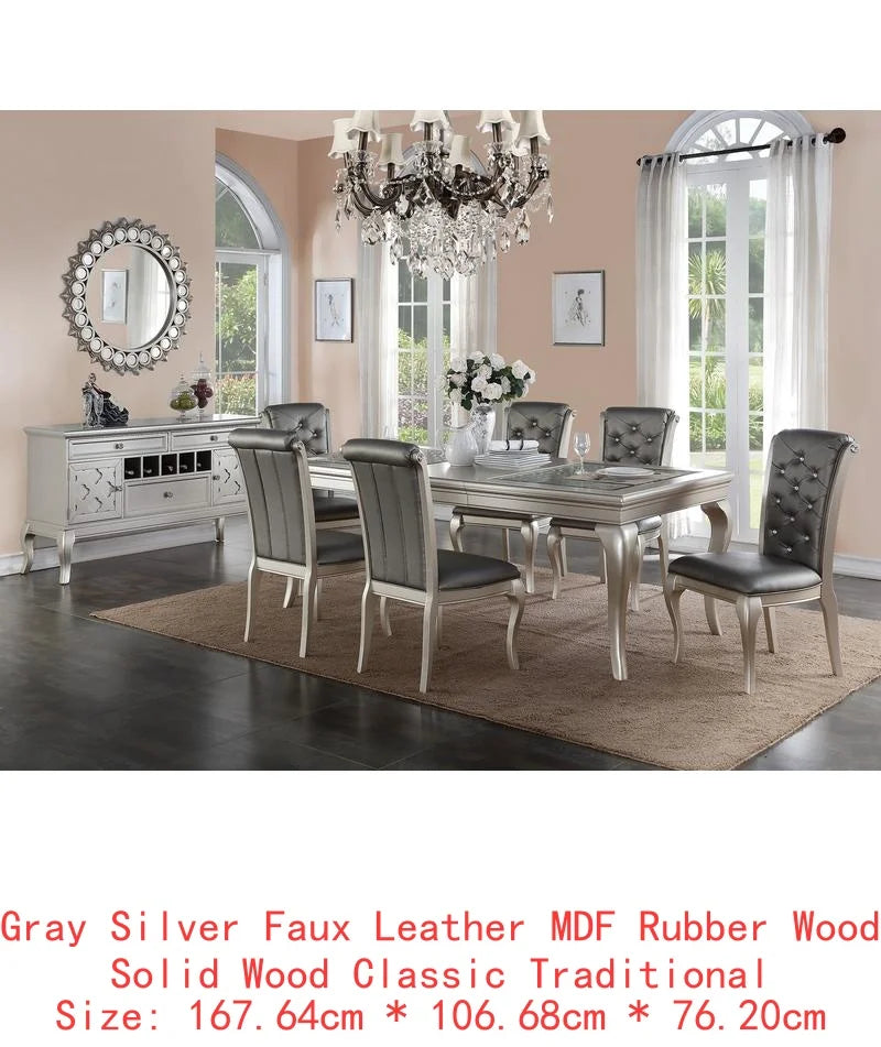 Glass Dining Table & 6 Tufted Side Chairs