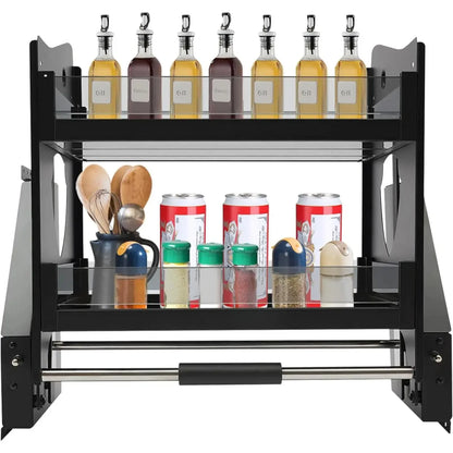 24" Pull Down Cabinet Organizer-2-Tier Drop Down Shelf